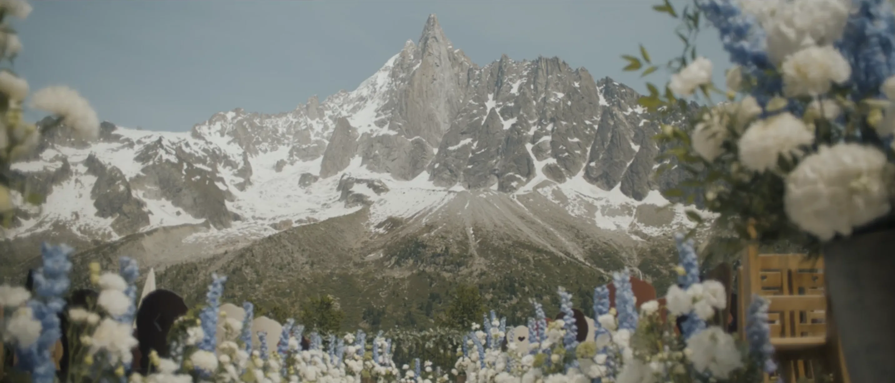 Wedding Montenvers Mer de Glace with Drus mountain peak view in Chamonix French Alps