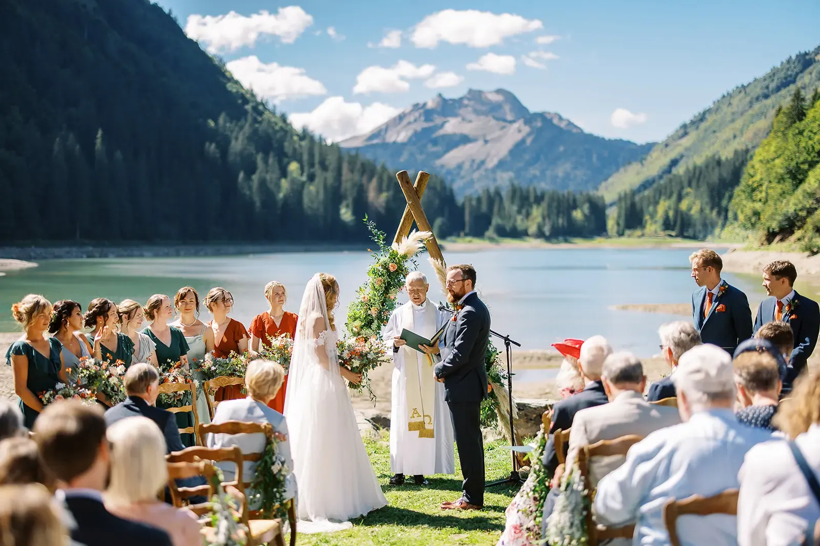 destination wedding French Alps lakeside wedding Morzine 
