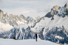 Chamonix French Alps Altitude Brevent Winter snowy wedding couple