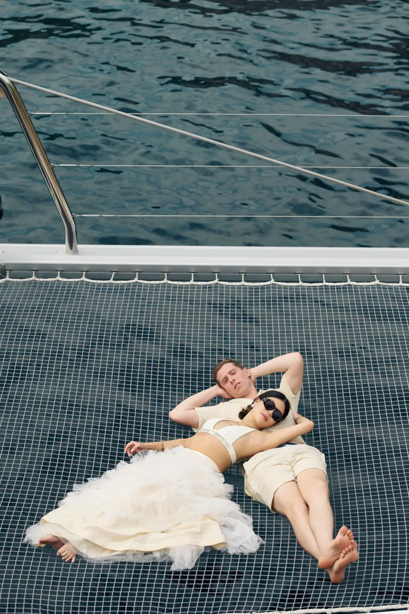 French Riviera post wedding catamaran
