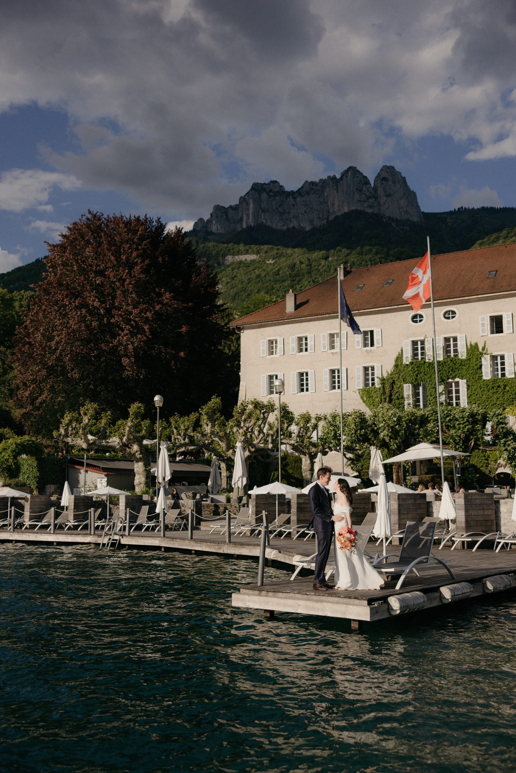 Couple at the Abbaye de Talloires, Lake Annecy wedding